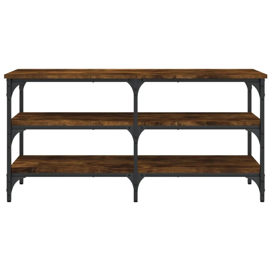 vidaXL Schuhbank mit Schuhregal aus Holzwerkstoff und Metall in Räuchereiche, B/T/H: 100 x 38,5 x 49 cm - Bild 2