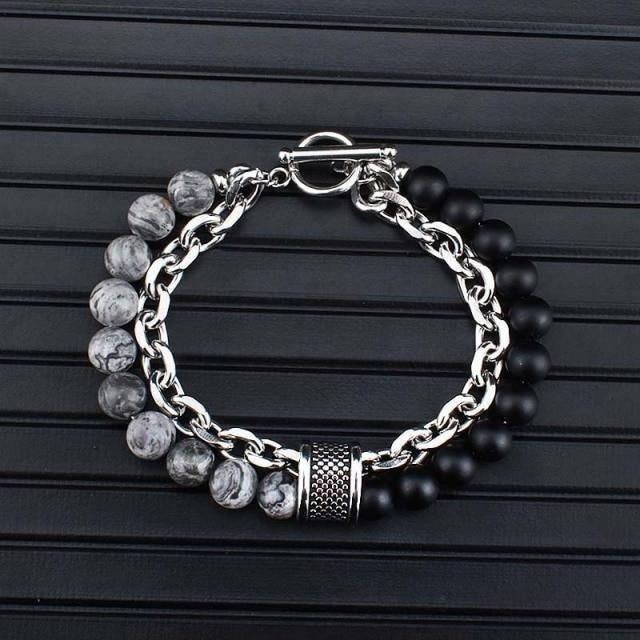 Armband Allbestart Edelstahl, Tigerauge, grau, Herren - Bild 1