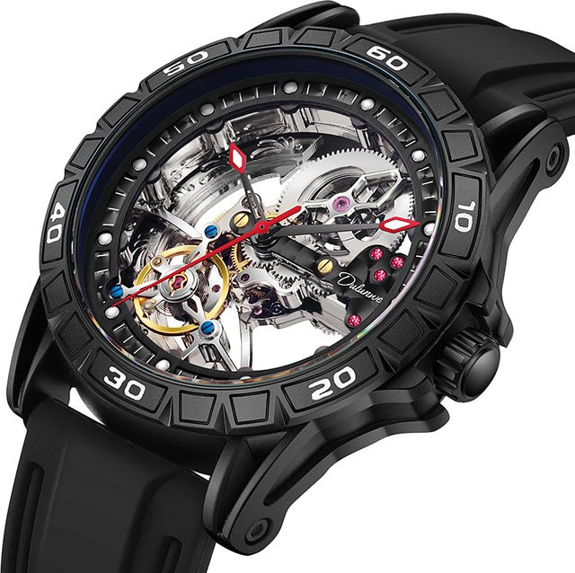 AILANG Armbanduhr Automatik, Edelstahl, Kautschuk, Schwarz, Herren - Bild 1