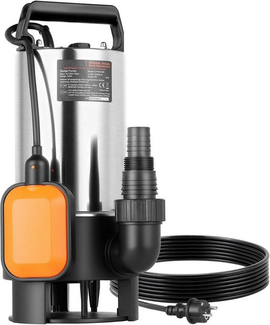 Buying Solutions MB Tauchpumpe aus Edelstahl für Schmutz- und Klarwasser mit automatischem Schwimmerschalter, 710W, 20000 L/H, Farbe: Silber - Bild 1