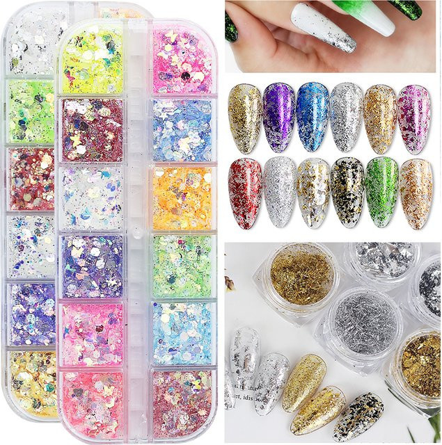 Rainbow Ghini Nagelglitzer, unregelmäßig geformt, farbig, 9/12 Stück - Bild 1