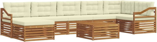 vidaXL Sofagarnitur 8-teilig aus Massivholz Akazie in Natur und Creme/Beige - Bild 1