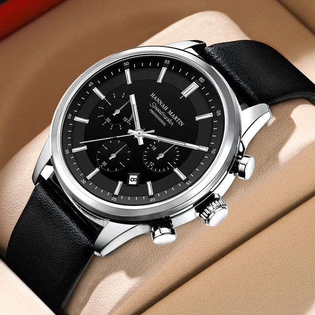 VA VA VOOM Armbanduhr, Quarz, Edelstahl, Leder, Schwarz, Herren - Bild 1