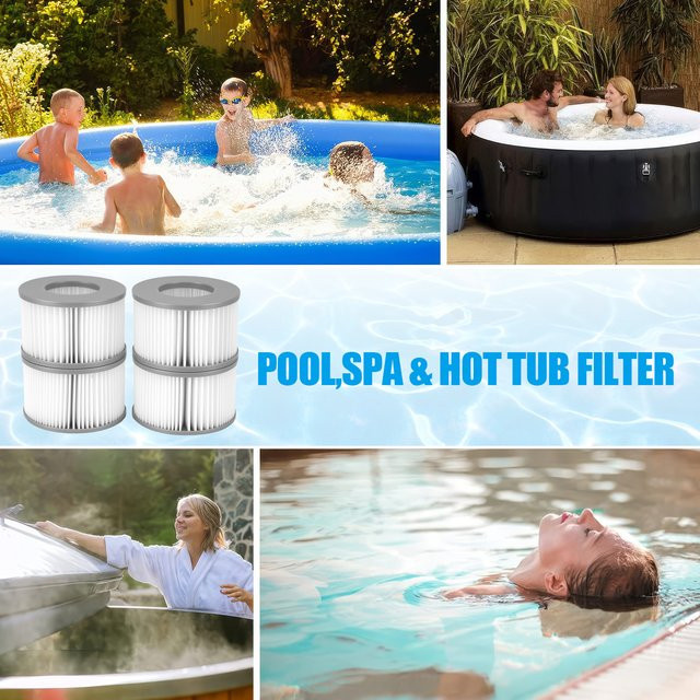 4-teiliges Bestway Poolfilter-Kartuschen-Set in Weiß, kompatibel mit Lay Z Spa Miami Filterpatronen für die Poolfiltration - Bild 1