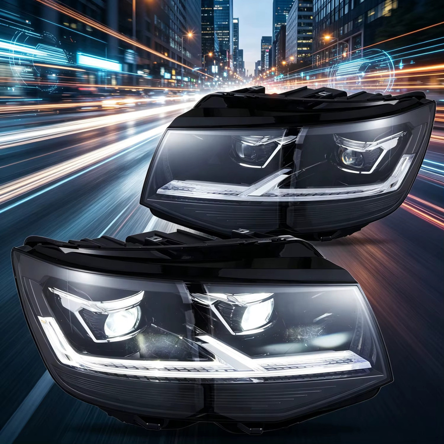 Carinamoba Voll-LED-Frontscheinwerfer-Set für VW Caravelle T6 2015-2018 mit dynamischem Blinker und transparenter Linse - Bild 1