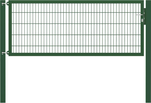 Einzeltor Flexo Plus in Grün mit Pfosten aus Stahl für die Erdbodenmontage, Breite: 250 cm, Höhe: 100 cm, Pfosten: 100 x 100 cm - Bild 1