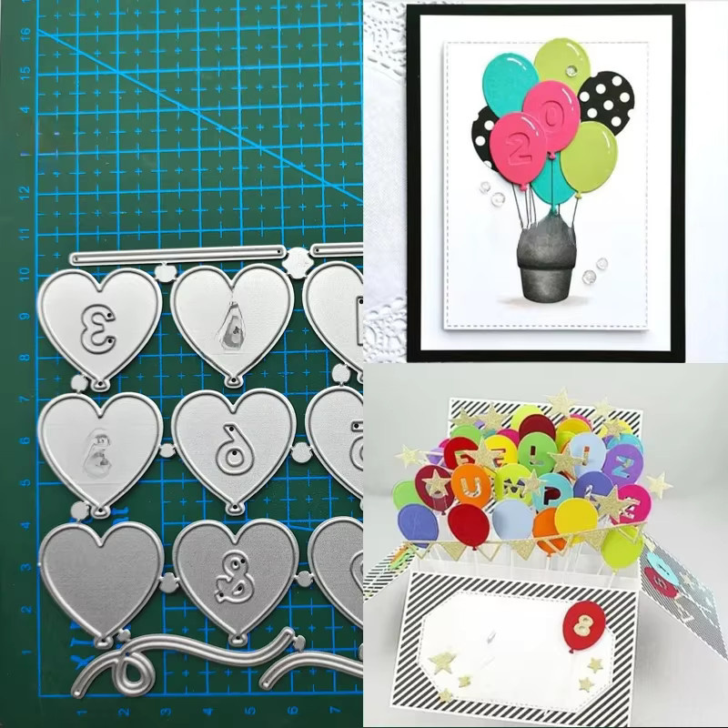 Metall Schneidwerkzeug Schablone mit Ballon-Nummern für Scrapbooking und Bastelarbeiten aus Edelstahl - Bild 3