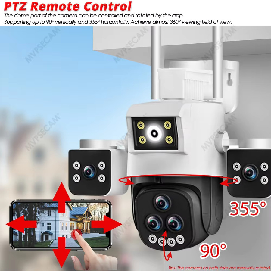 NINIVISION Smart Wifi Überwachungskamera mit 20MP Multi-Objektiv, 20x Zoom, PTZ, AI Human Tracking und 360 Grad Sicht, Outdoor-CCTV-Kamera in Weiß - Bild 6