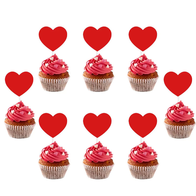WEIGAO 12 Stück Kuchendekoration rote Herz I Love You XOXO Cupcake-Picks aus Kunststoff - Bild 4