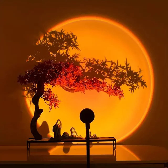 Sonnenuntergangslampe Projektions-LED-Leuchte mit Fernbedienung, 16 Farben und 360 Grad Rotation für Fotos und Nachtlicht - Bild 1