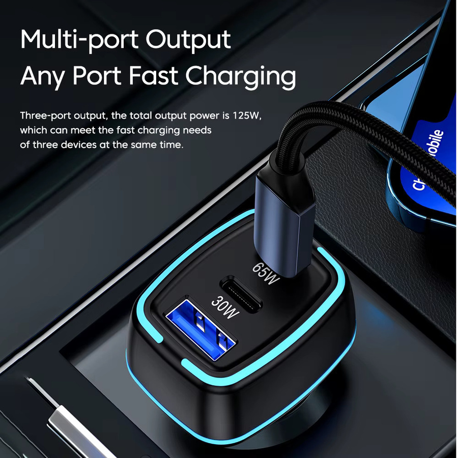 Toocki 125 W Auto Ladegerät mit QC3.0, PPS und PD3.0 Schnellladetechnologie, USB-C Typ C Ladegerät für iPhone, Laptop und iPad, Schwarz - Bild 3