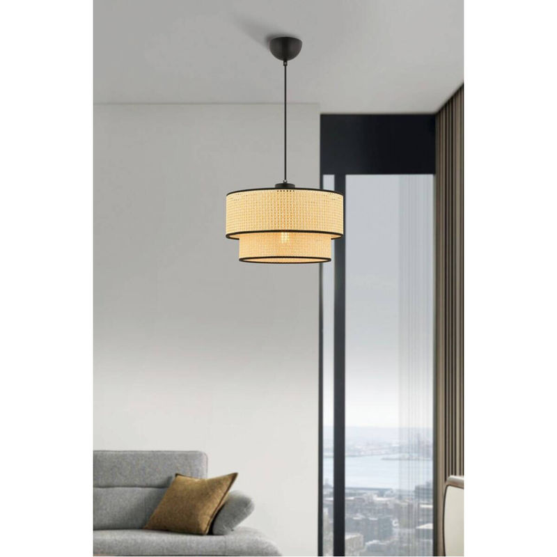 Opviq Pendelleuchte Echo Hazeran in Beige aus Baumwolle, B/T/H: 30 x 30 x 65 cm, E27, 1 Leuchtmittel - Bild 2