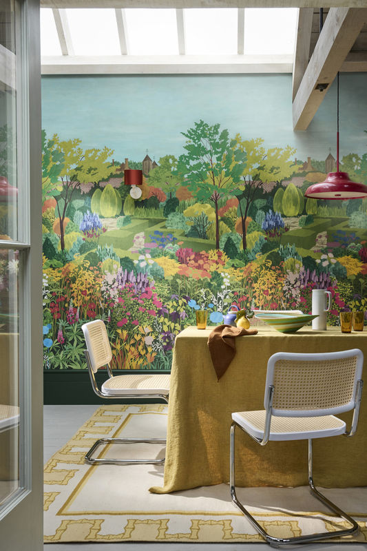 Little Greene Mural Castle Garden Wandtattoo in Pale Lime mit botanischem Naturmotiv und floralem Design - Bild 2