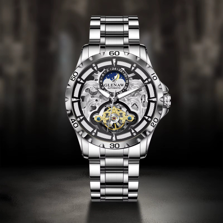 GLENAW Armbanduhr Automatik, Edelstahl, Blau, Herren - Bild 1