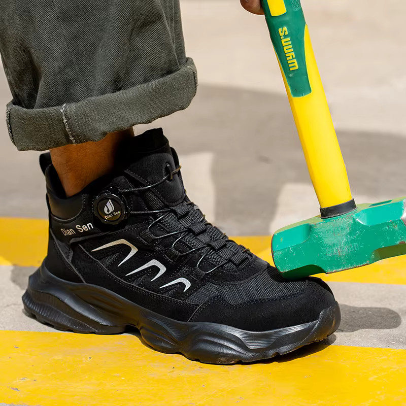 Kankeirr Sicherheitsstiefel für Herren in Schwarz mit Stahlkappe und Drehknopf-Verschluss - Bild 1