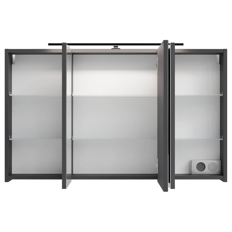 byLIVING Spiegelschrank SPREE in Anthrazit mit LED-Beleuchtung und Soft-Close-Türen, B/H/T: 100 x 60 x 15 cm - Bild 2