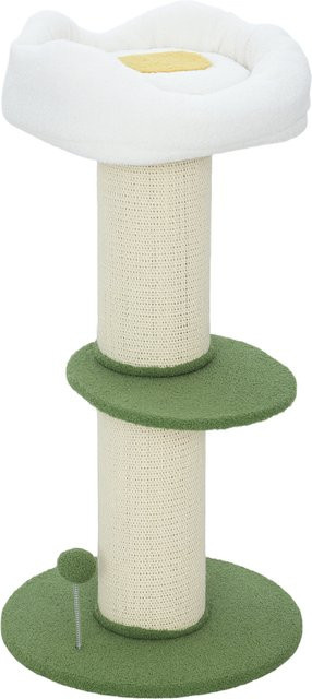 PawHut Kratzbaum für Katzen in Grün mit Blumenform Katzenbett, Sisalstamm und Spielball, Höhe: 92 cm - Bild 1