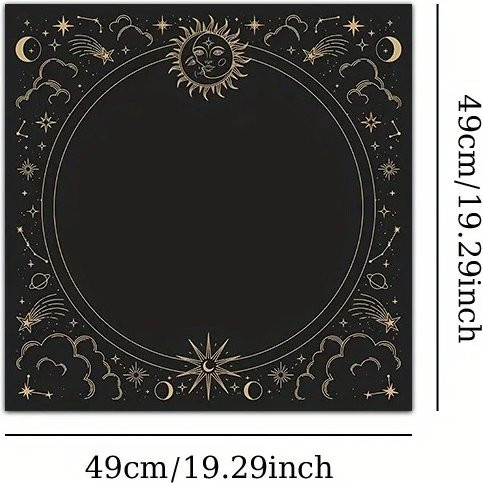 VIKAMA Tarot-Tischdecke mit geometrischem Sternenhimmel-Muster in Schwarz für Rituale und Wahrsagerei - Bild 1