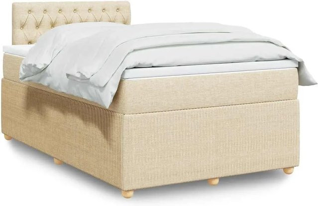 vidaXL Boxspringbett Hybrid mit Matratze und USB-Ladeport in Creme, B/T: 120 x 200 cm - Bild 1