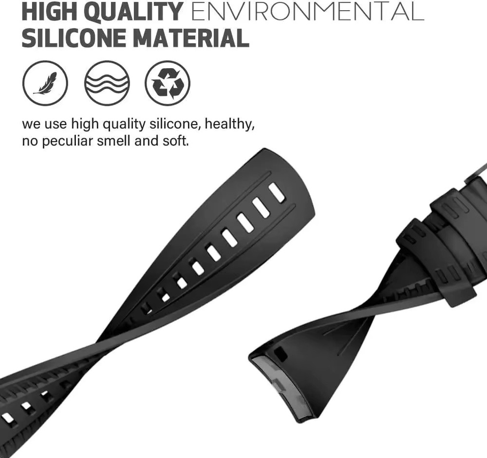 NUOTUO Uhrenarmband Silikon, 24 mm, Schwarz, Unisex - Bild 3