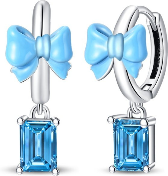 Creolen 925 Sterling Silber, blau, Schleife, Damen - Bild 1