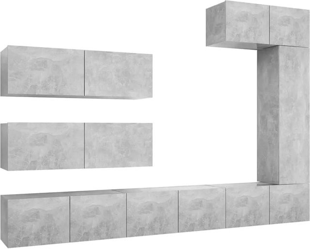 vidaXL 7-tlg. TV-Schrank-Set modern in Betongrau aus Holzwerkstoff für dein Wohnzimmer, Wandmontage, B/T/H: 4 x 80 x 30 x 30 cm, 1 x 30,5 x 30 x 110 cm, 2 x 100 x 30 x 30 cm - Bild 1