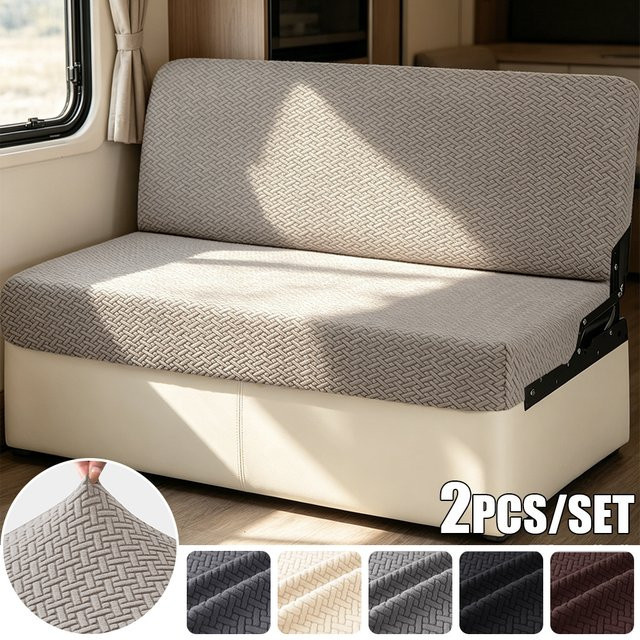 2-teiliges Set airldianer Jacquard Dinette Sofa-Kissenbezüge in Beige, dehnbare und rutschfeste Stuhlbezüge für Wohnmobile - Bild 1