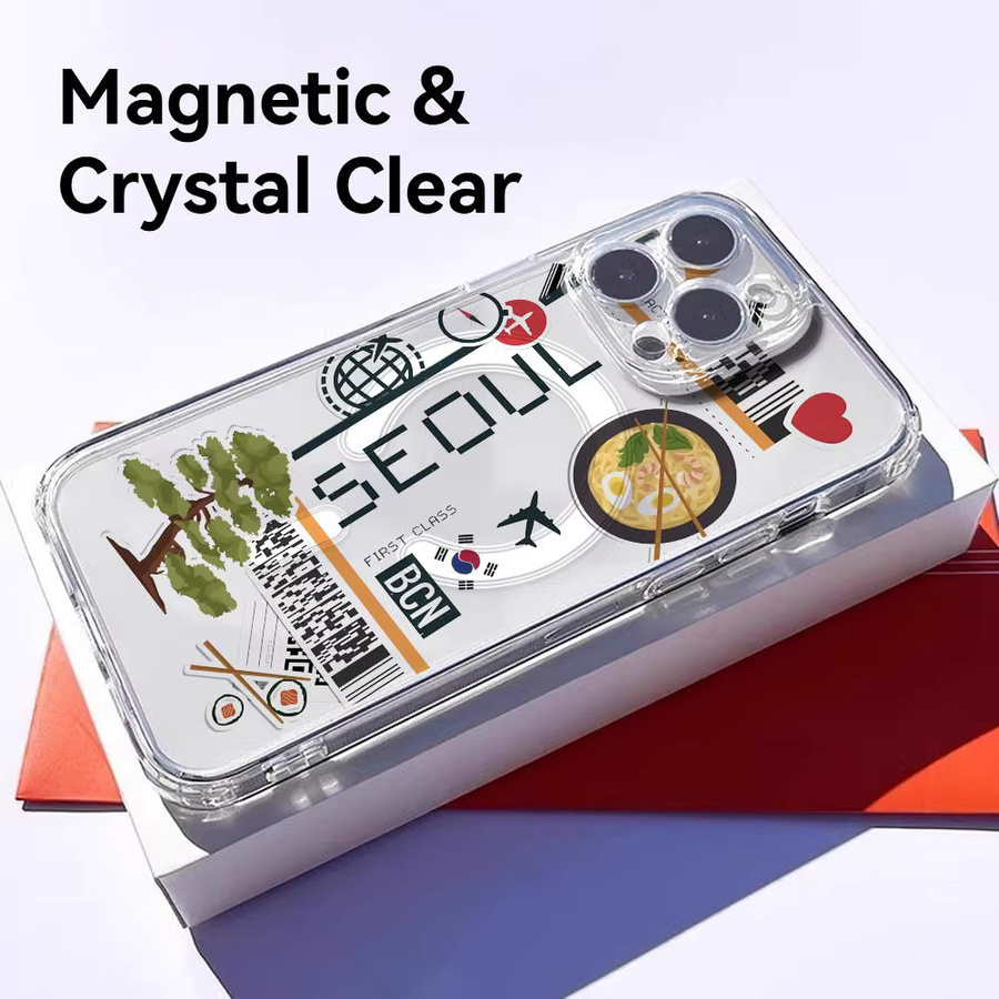 Transparente Magnetische Handyhülle mit Flugticket-Design für Apple iPhone 11 bis iPhone 17 Pro Max Plus, stoßfest und kratzresistent - Bild 2
