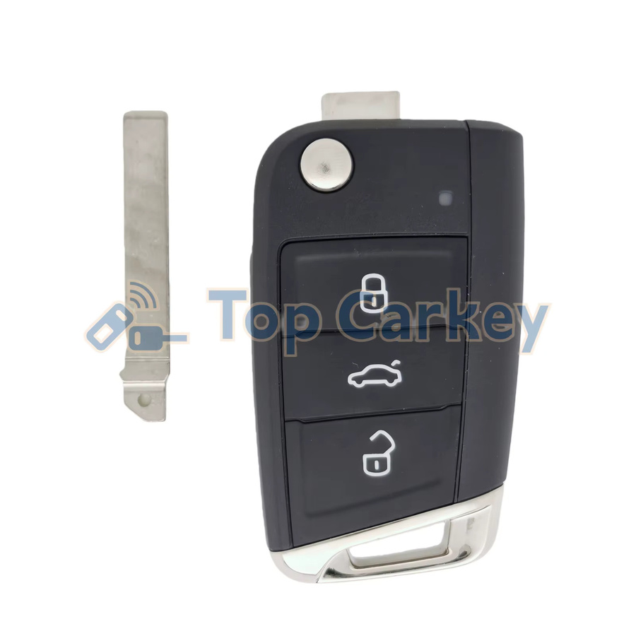 TopCarkey Original Fernschlüssel MQB49 5C Chip 433MHz für VW Golf Polo Skoda Seat Tiguan Touran, Schwarz - Bild 2