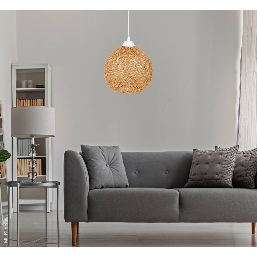 Opviq Pendelleuchte aus Rattan und Jute in Beige und Braun, Boho Design, E27, B: 22 cm, H: 55 cm, T: 24 cm - Bild 2