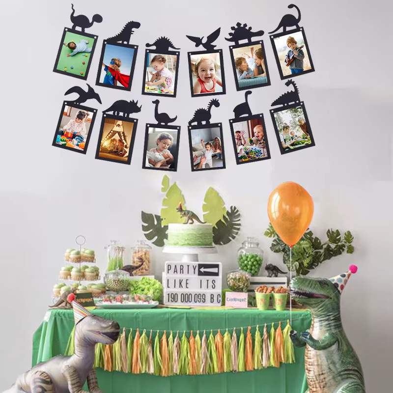 WEIGAO Dinosaurier 12-Monats-Fotobanner für den ersten Geburtstag als Partydekoration - Bild 2