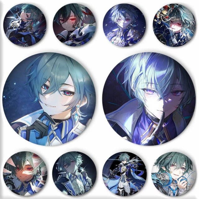 Genshin Impact Lohen Abzeichen Runde Kunstbrosche, Unisex - Bild 1