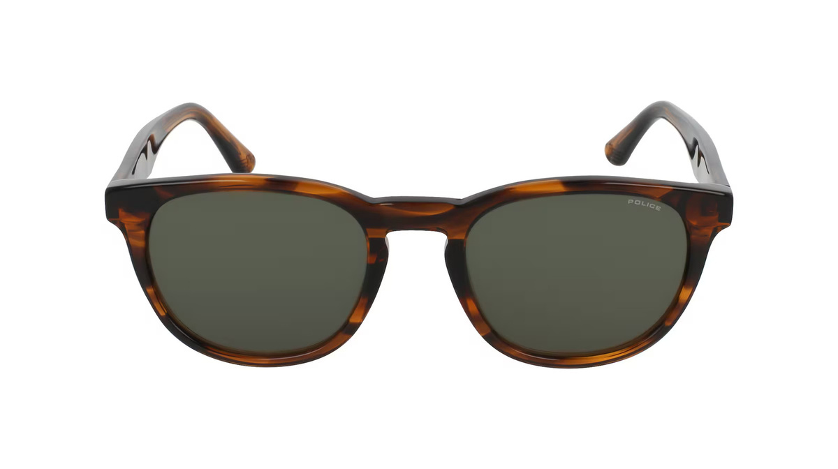 Police SPLP22 Sonnenbrille, Vollrand, Panto, Acetat, Unisex, braun, grün - Bild 1