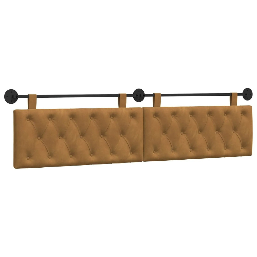 vidaXL Wandmontiertes Polsterpaneel aus Samt in Braun, B/H/T: 210 x 55 x 7 cm - Bild 2