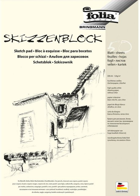Skizzenblock Folia DIN A4 in Weiß B/T/H: 21,0 x 29,7 x 0,5 cm - Bild 1