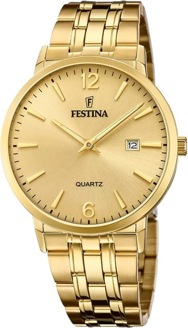 Festina Herrenuhr, Quarz, Edelstahl, Gold, 40 mm, 5 ATM - Bild 1