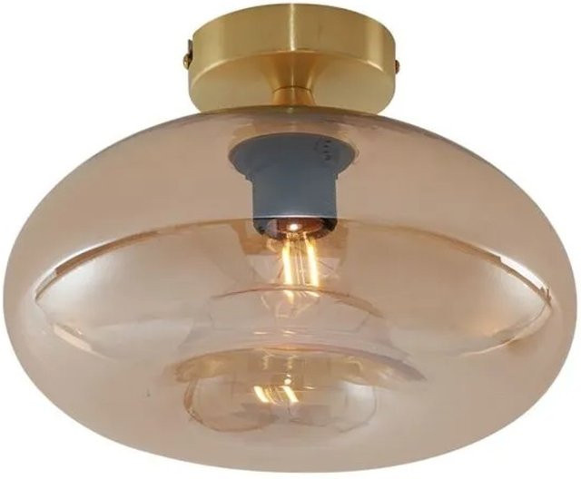 QAZQA Art-Deco-Deckenleuchte Busa aus Messing mit bernsteinfarbenem Glas in Gold - Bild 1