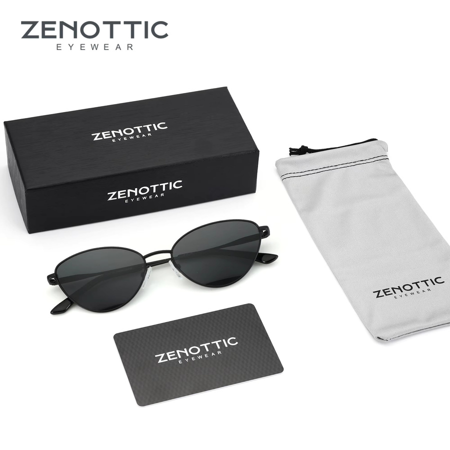 ZENOTTIC Cat-Eye Sonnenbrille, Metall, Vollrand, Schwarz, Damen - Bild 2