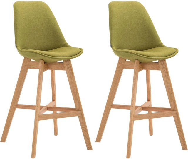 2er Set Barhocker DELUKE DUMIR in Grün mit Lehne aus Stoff, B/T/H: 48 x 56 x 112 cm - Bild 1
