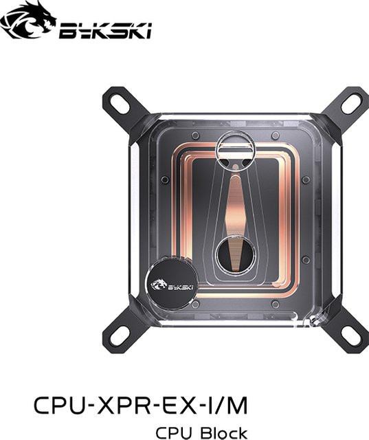 Bykski CPU-XPR-EX-I/M Acryl-CPU-Wasserblock für Intel LGA 1700/1800/115X und AMD Ryzen 9 AM5/AM4, transparent, Mikrokanal-Wasserkühler mit 0,08 mm Mikrokanälen - Bild 1
