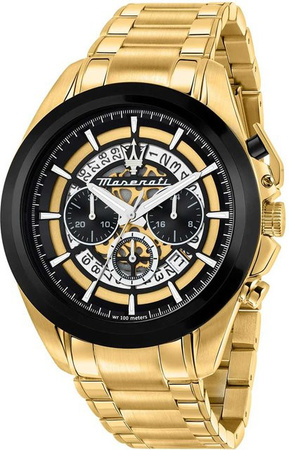 Maserati Chronograph, Edelstahl, Gold, Quarz, 45 mm, Herren