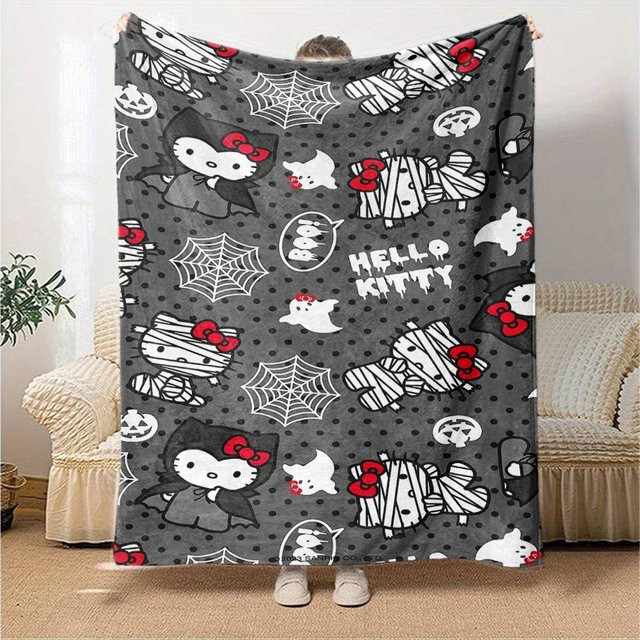 Hello Kitty Halloween Flanellendecke von Yi Xin One in Grau, B/B: 150 x 200 cm - Bild 1
