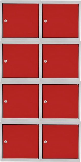 PROREGAL Blocky Schließfachwürfel Set mit 8 Einheiten, Stahl, Lichtgrau/Rot, B/T/H: 40 x 40 x 40 cm - Bild 1