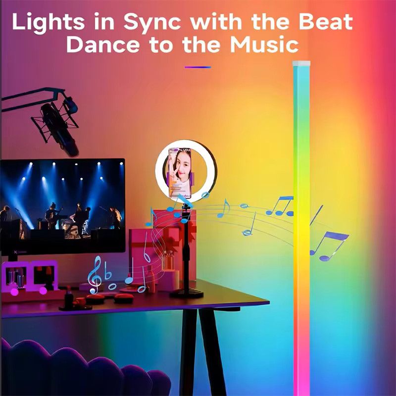 IKSLED RGB Eck-Stehlampe mit App-Steuerung, dimmbar und musikgesteuert für Party und Dekoration - Bild 2