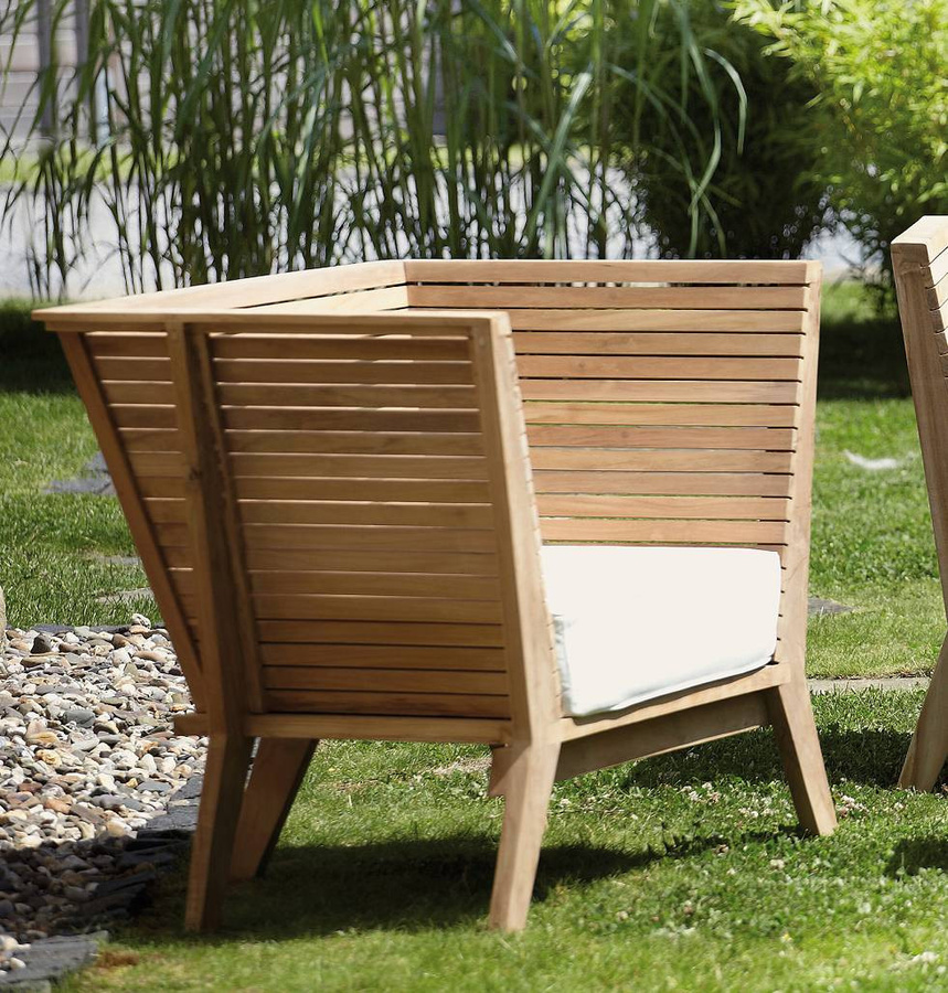Jan Kurtz Gartensessel William aus massivem Teakholz mit weißem Sitzkissen aus Polyacryl - Bild 1