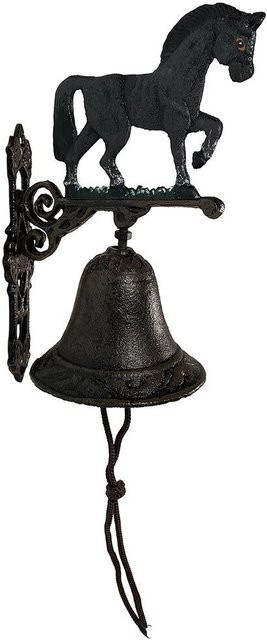 Rustikale Türglocke mit Pferde-Figur aus Gusseisen in Schwarz im Landhausstil - Bild 1