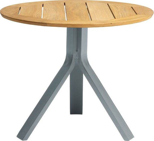 Stern Beistelltisch Freddie mit Teakplatte, Durchmesser: 65 cm, Aluminium graphit - Bild 1