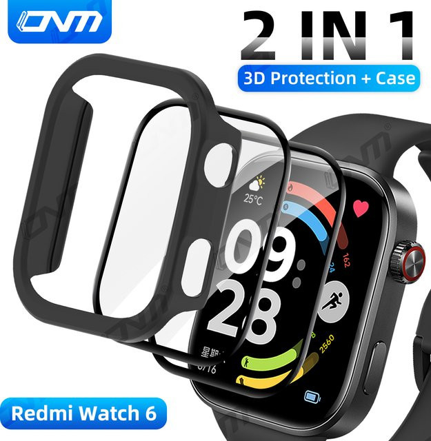 ONM Schutzhülle + Displayschutzfolie für Redmi Watch 6, Silikon, Schwarz, Unisex - Bild 1
