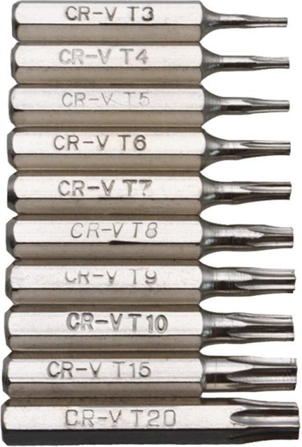 The Speed Star Torx Schraubendreher-Bits Set aus Stahl, 10 Stück, Silber, T3 bis T20 - Bild 1