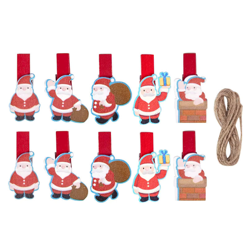 WEIGAO Weihnachts Holzclips Set mit Schneeflocken und Tierfiguren für DIY Deko und Fotoaufhängung, mehrfarbig - Bild 2